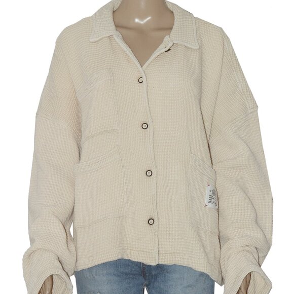 BDG Jersey Chore Waffle Shirt Top Urban Outfitters Buttondown Jacket XL - Picture 3 of 6